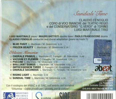 Sundial's Time (feat. Coro Voci Bianche Teatro Regio di Torino) - CD Audio di Luigi Martinale,Claudio Fenoglio - 2
