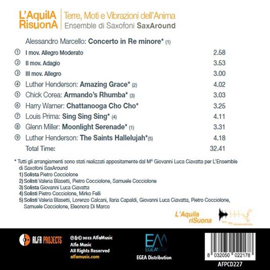 L'Aquila risuona. Terre, moti e vibrazioni dell'anima - CD Audio di Ensemble Saxaround - 2