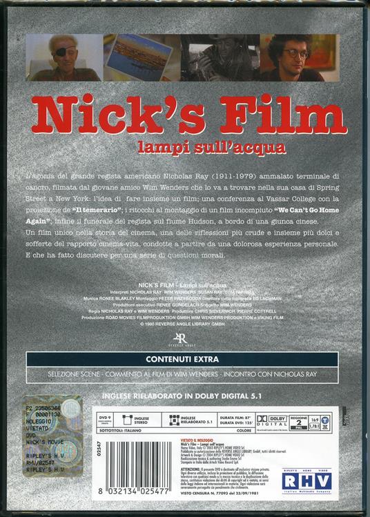 Nick's Movie. Lampi sull'acqua di Wim Wenders,Nicholas Ray - DVD - 2