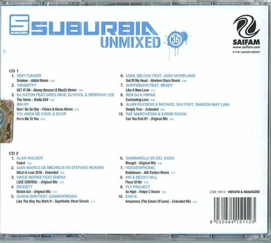 Suburbia Unmixed 36 - CD Audio - 2