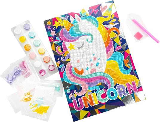 DIAMANTINY Diamond Painting Kit Unicorno, Crea Il Mosaico coi Cristalli Colorati, Colore Blu, 90007B - 3