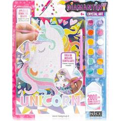 DIAMANTINY Diamond Painting Kit Unicorno, Crea Il Mosaico coi Cristalli Colorati, Colore Blu, 90007B - 3