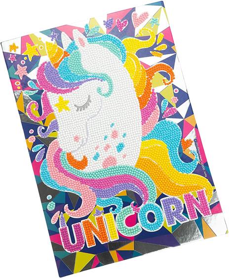 DIAMANTINY Diamond Painting Kit Unicorno, Crea Il Mosaico coi Cristalli Colorati, Colore Blu, 90007B - 7