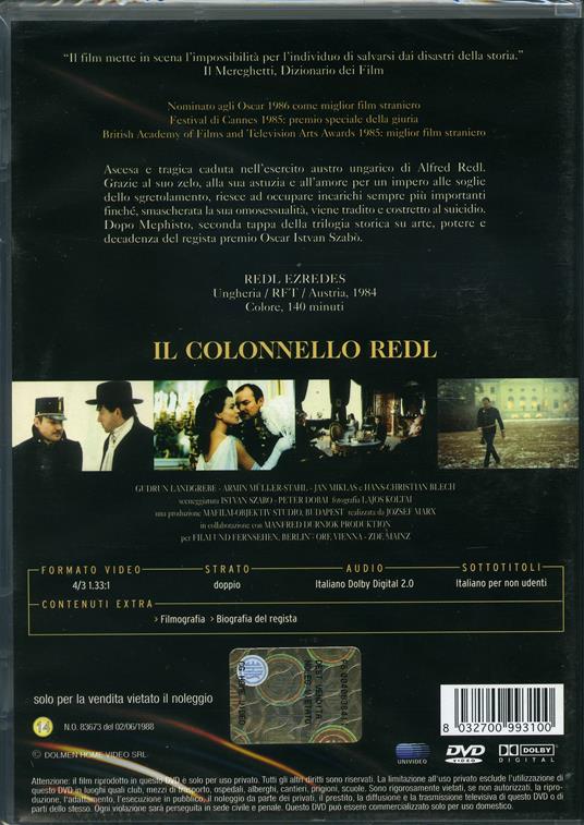 Il colonnello Redl di István Szabó - DVD - 2