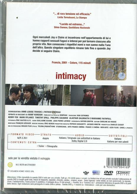 Intimacy. Nell'intimità di Patrice Chéreau - DVD - 2