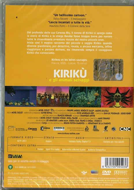 Kirikù e gli animali selvaggi di Bénédicte Galup,Michel Ocelot - DVD - 2