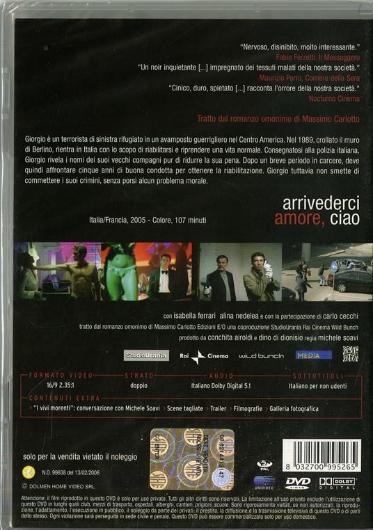 Arrivederci amore, ciao di Michele Soavi - DVD - 2