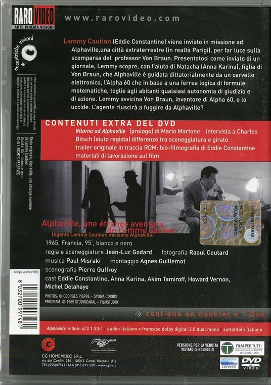Agente Lemmy Caution, missione Alphaville di Jean-Luc Godard - DVD - 2