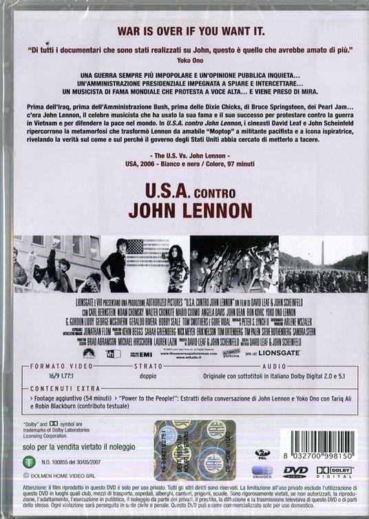 U.S.A. contro John Lennon di David Leaf,John Scheinfeld - DVD - 2