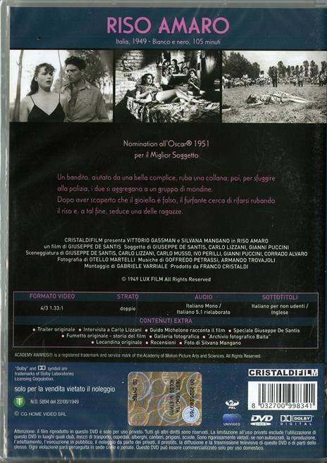 Riso amaro di Giuseppe De Santis - DVD - 2