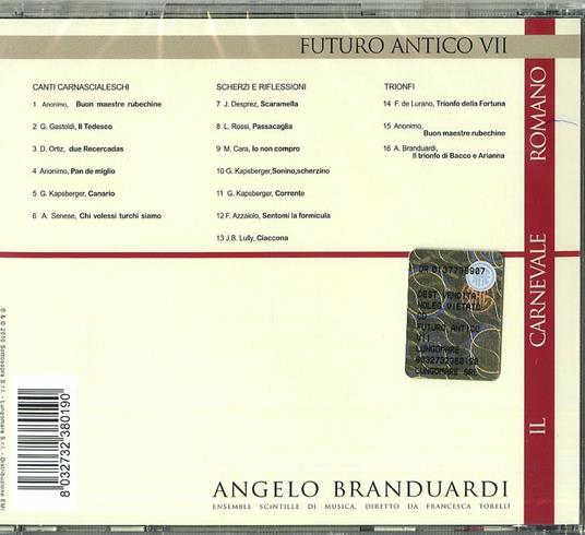 Futuro Antico VII. Il Carnevale Romano - CD Audio di Angelo Branduardi - 2
