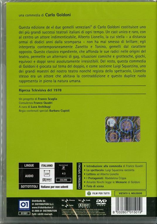 Goldoni. I due gemelli veneziani di Luigi Squarzina - DVD - 2