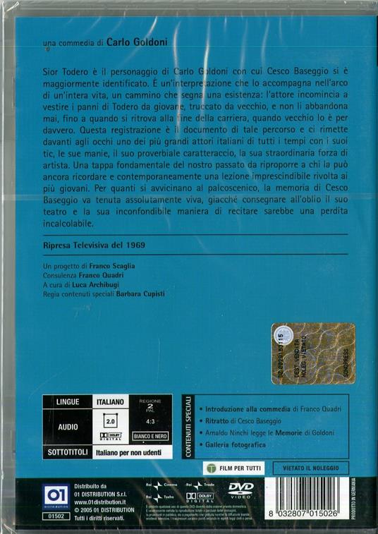Goldoni. Sior Todero brontolon di Giorgio Strehler - DVD - 2