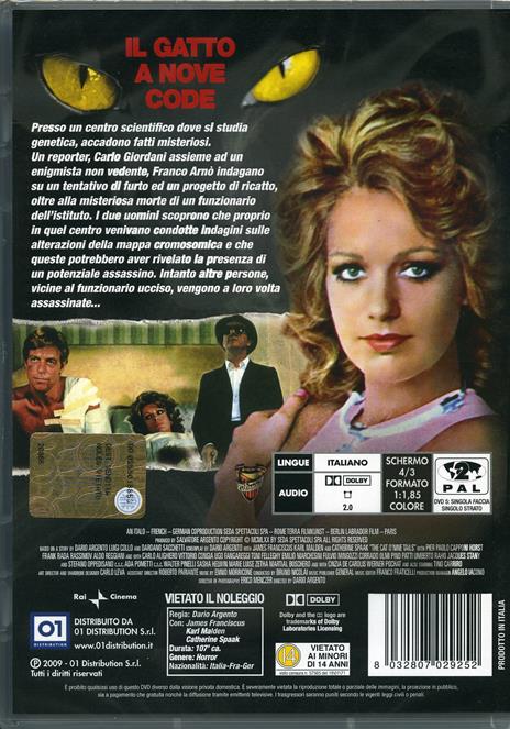 Il gatto a nove code di Dario Argento - DVD - 2