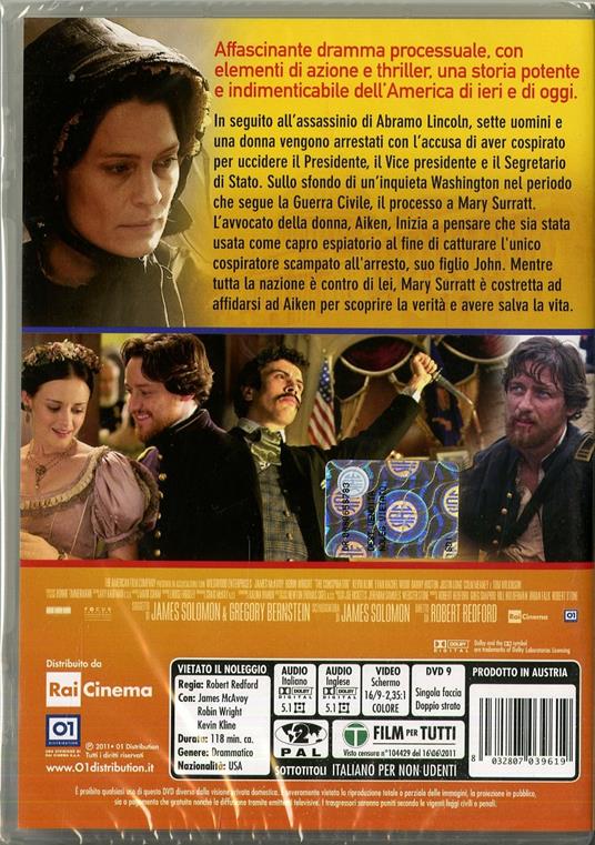 The Conspirator di Robert Redford - DVD - 2