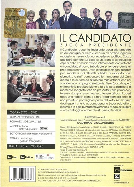 Il candidato. Zucca presidente. Episodi 1 -20 di Ludovico Bessegato - DVD - 2