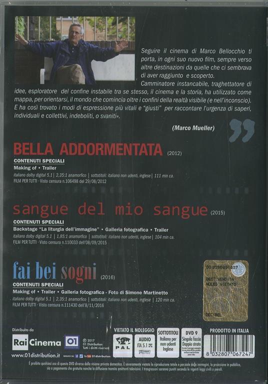 Cofanetto Bellocchio. Fai bei sogni - Sangue del mio sangue - Bella addormentata (3 DVD) di Marco Bellocchio - 2