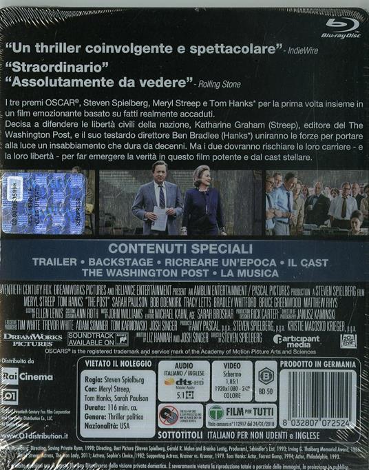 The Post. Con Steelbook (Blu-ray) di Steven Spielberg - Blu-ray - 2