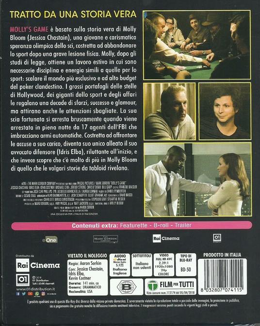 Molly's Game (Blu-ray) di Aaron Sorkin - Blu-ray - 2