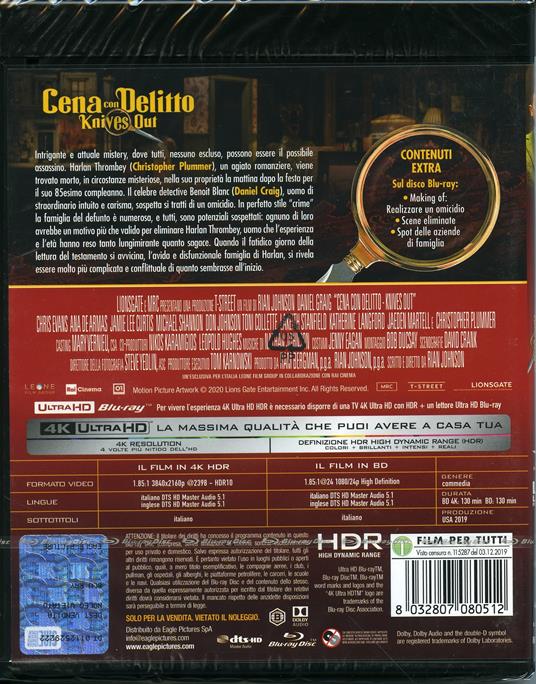 Cena con delitto (Blu-ray + Blu-ray Ultra HD 4K) di Rian Johnson - Blu-ray + Blu-ray Ultra HD 4K - 2