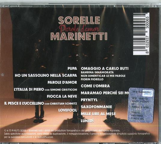 Parole d'amor - CD Audio di Le Sorelle Marinetti - 2