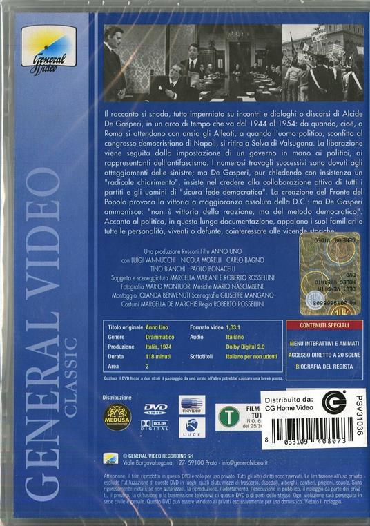 Anno uno. Alcide De Gasperi di Roberto Rossellini - DVD - 2