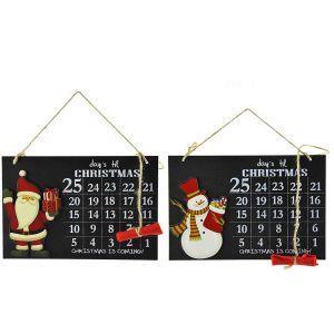 Calendario Avvento Lavagna Con Gessetto In Legno 2 Modelli Decorazioni Natalizie - 2