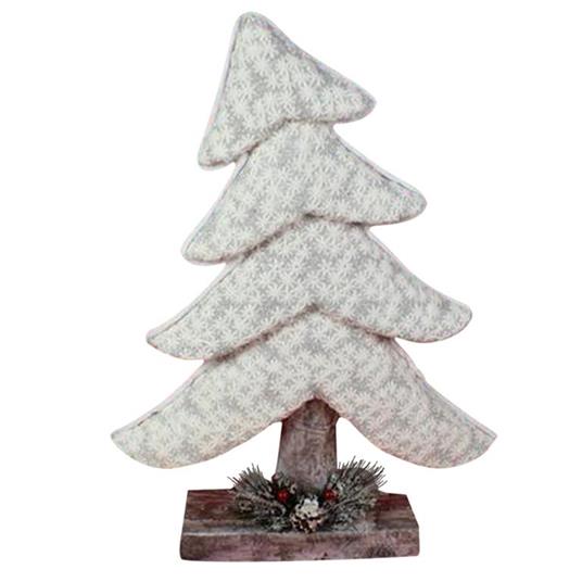 Albero Di Natale Inclinato In Tessuto Bianco 56Cm Silver - 2