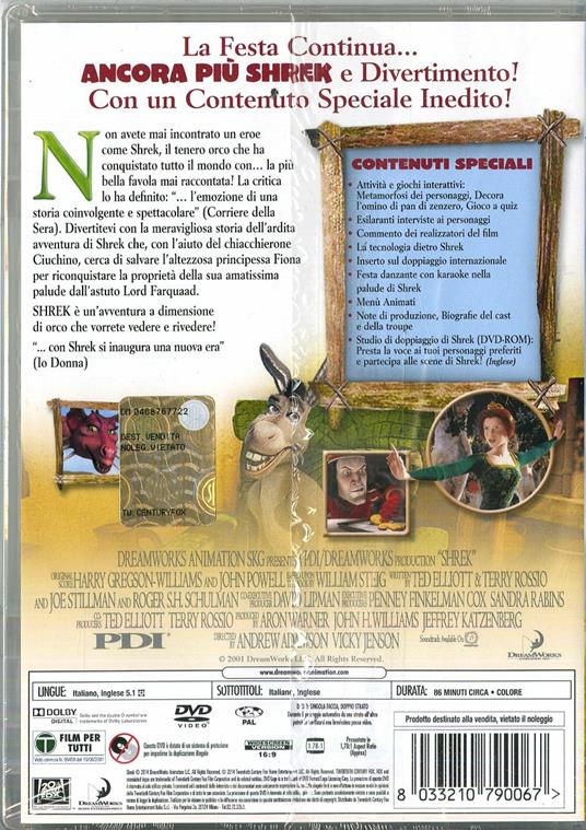Shrek di Andrew Adamson,Victoria Jensen - DVD - 2