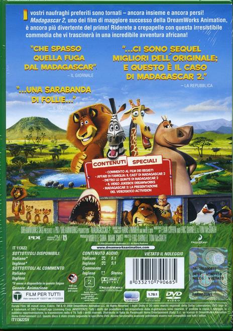 Madagascar 2 (1 DVD) di Tom McGrath,Eric Darnell - DVD - 2
