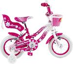 bici butterfly 12 con cestino bianco e fucsia