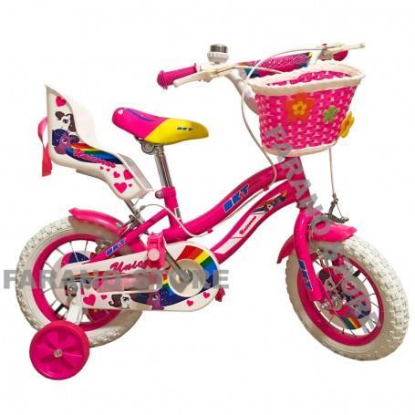 Bicicletta Per Bambini 12" Unicorno Con Cestino, Portabambole E Movimento Sfera Uni12