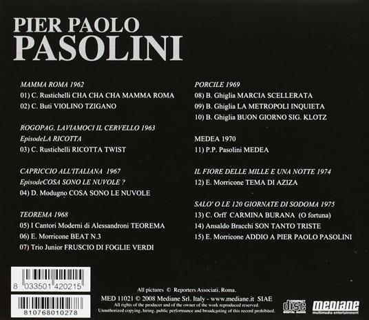 Pier Paolo Pasolini - CD Audio - 2