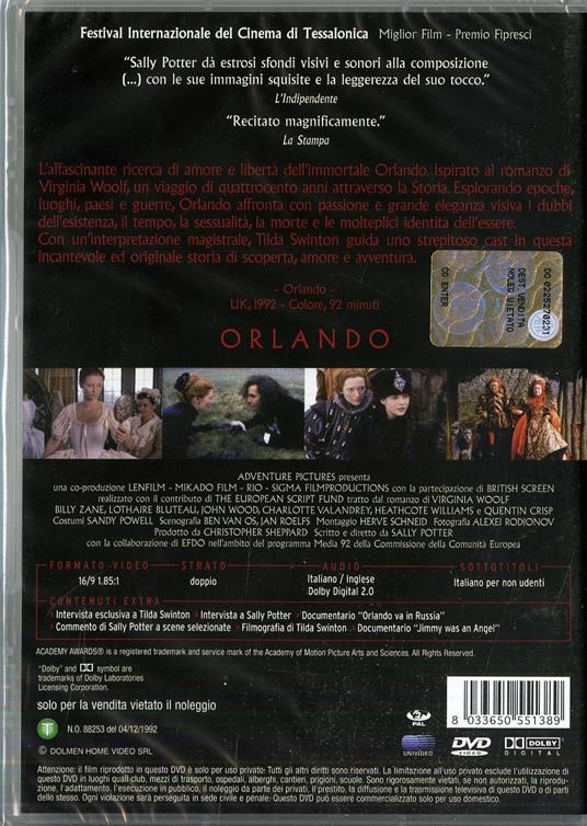 Orlando di Sally Potter - DVD - 2
