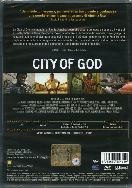 City Of God di Fernando Meirelles - DVD - 2