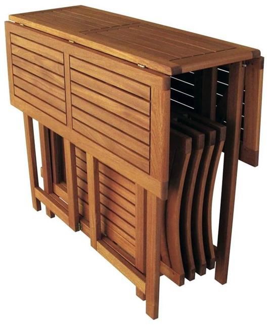 Sedia Pieghevole N°4 In Teak Massiccio FSC 100% Con Braccioli - Perfetta Per Giardino E Esterni - 3