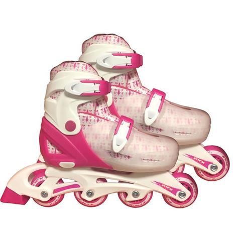 Pattini In Linea Girl Regolabili 34-37 Con Protezioni E Casco Itn 65914 - 2