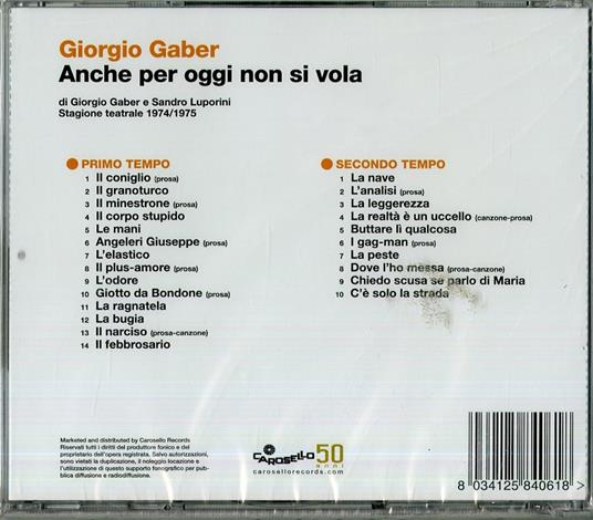 Anche per oggi non si vola - CD Audio di Giorgio Gaber - 2