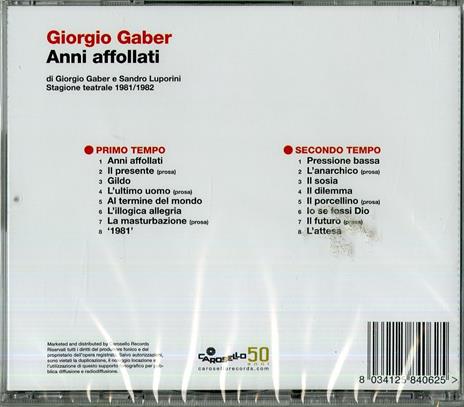 Anni affollati - CD Audio di Giorgio Gaber - 2