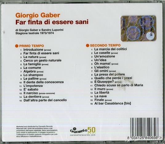Far finta di essere sani - CD Audio di Giorgio Gaber - 2