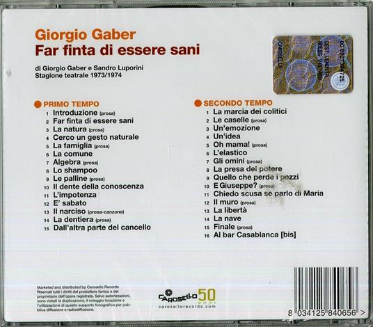 Far finta di essere sani Gaber CD IBS