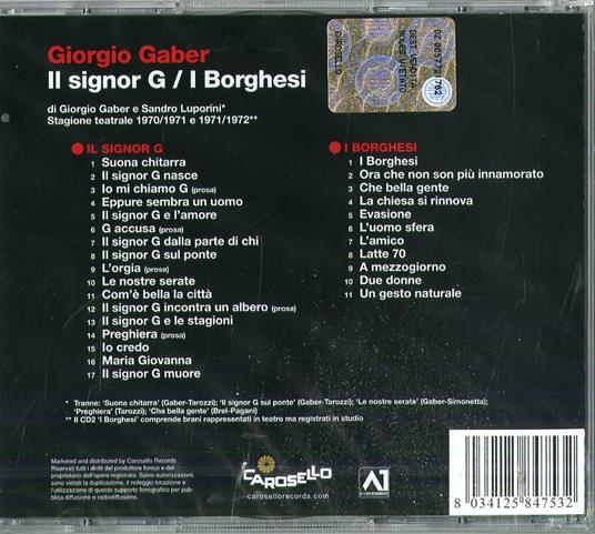 Il Signor G - I Borghesi - CD Audio di Giorgio Gaber - 2