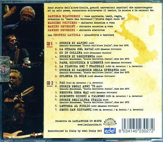 Storie dell'altra Italia. Live - CD Audio di Gang,Massimo Priviero,Daniele Biacchessi - 2