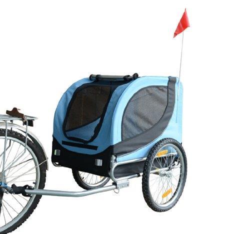 PawHut Rimorchio per Cani da Bicicletta, Azzurro e Nero, 130x90x110cm - 2