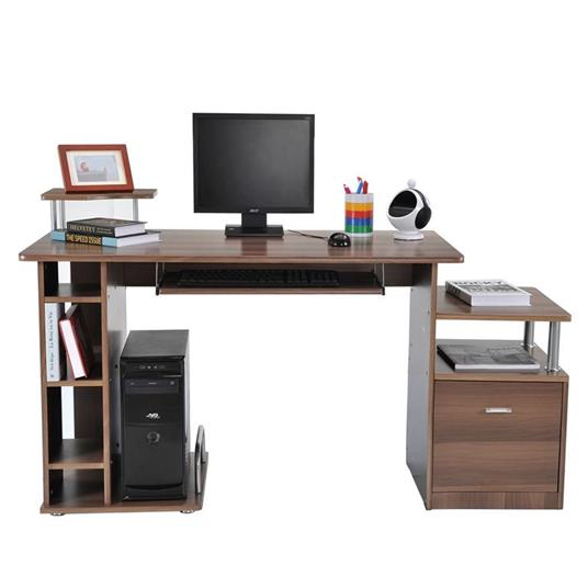 HomCom Scrivania per Computer Scrivania da ufficio Tavolo PC in Legno  Marrone Scuro Effetto Legno, 152x60x80cm - Homcom - Casa e Cucina | IBS