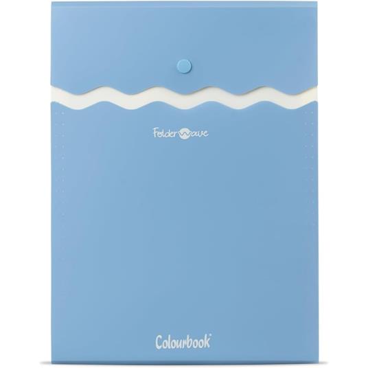Colourbook Wave Folder - Busta Portadocumenti con Bottone e Soffietto, Formato A4, Plastica Resistente
