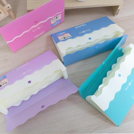 Colourbook Wave Folder - Busta Portadocumenti con Bottone e Soffietto, Formato A4, Plastica Resistente - 4