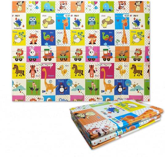 Maxi Tappeto Gioco Pieghevole Primi Passi per Neonati e Bambini cm 200x150 - Alto Spessore 10mm
