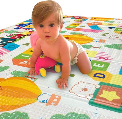 Maxi Tappeto Gioco Pieghevole Primi Passi per Neonati e Bambini cm 200x150 - Alto Spessore 10mm - 3