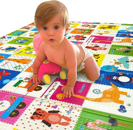 Maxi Tappeto Gioco Pieghevole Primi Passi per Neonati e Bambini cm 200x150 - Alto Spessore 10mm - 4